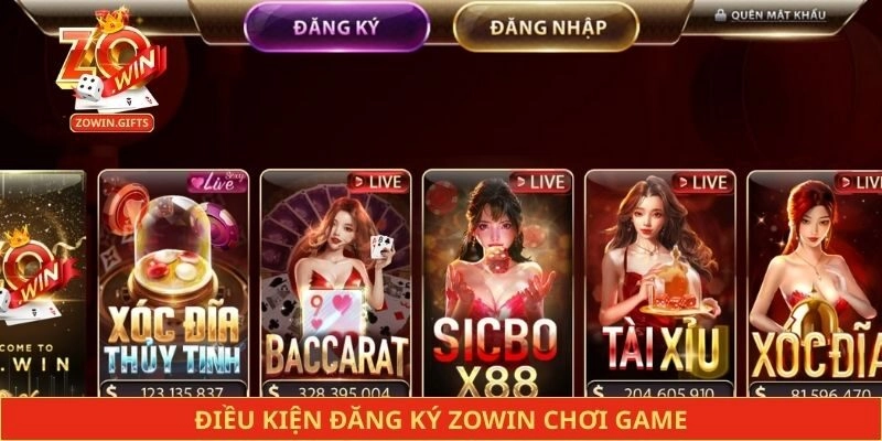Điều kiện đăng ký Zowin chơi game