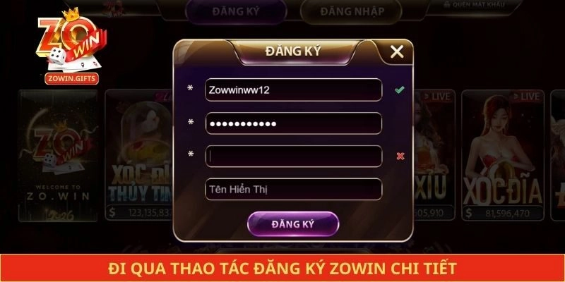 Đi qua thao tác đăng ký Zowin chi tiết